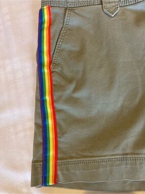 PacSun Olive Green Women's Cargo Shorts w/ rainbow trim